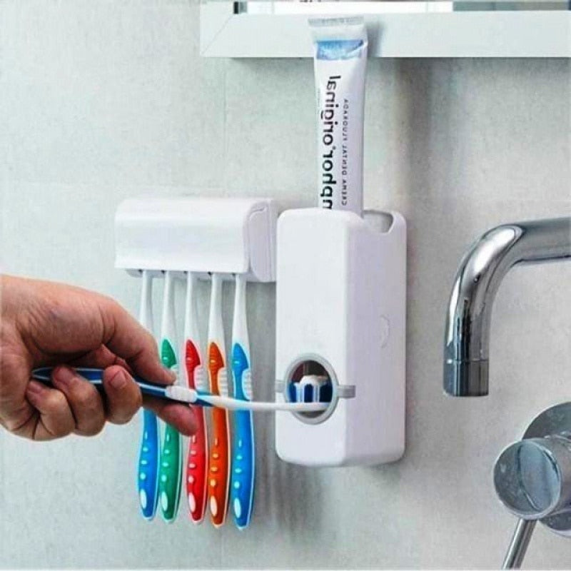 Dispenser de Creme Dental e Porta Escovas